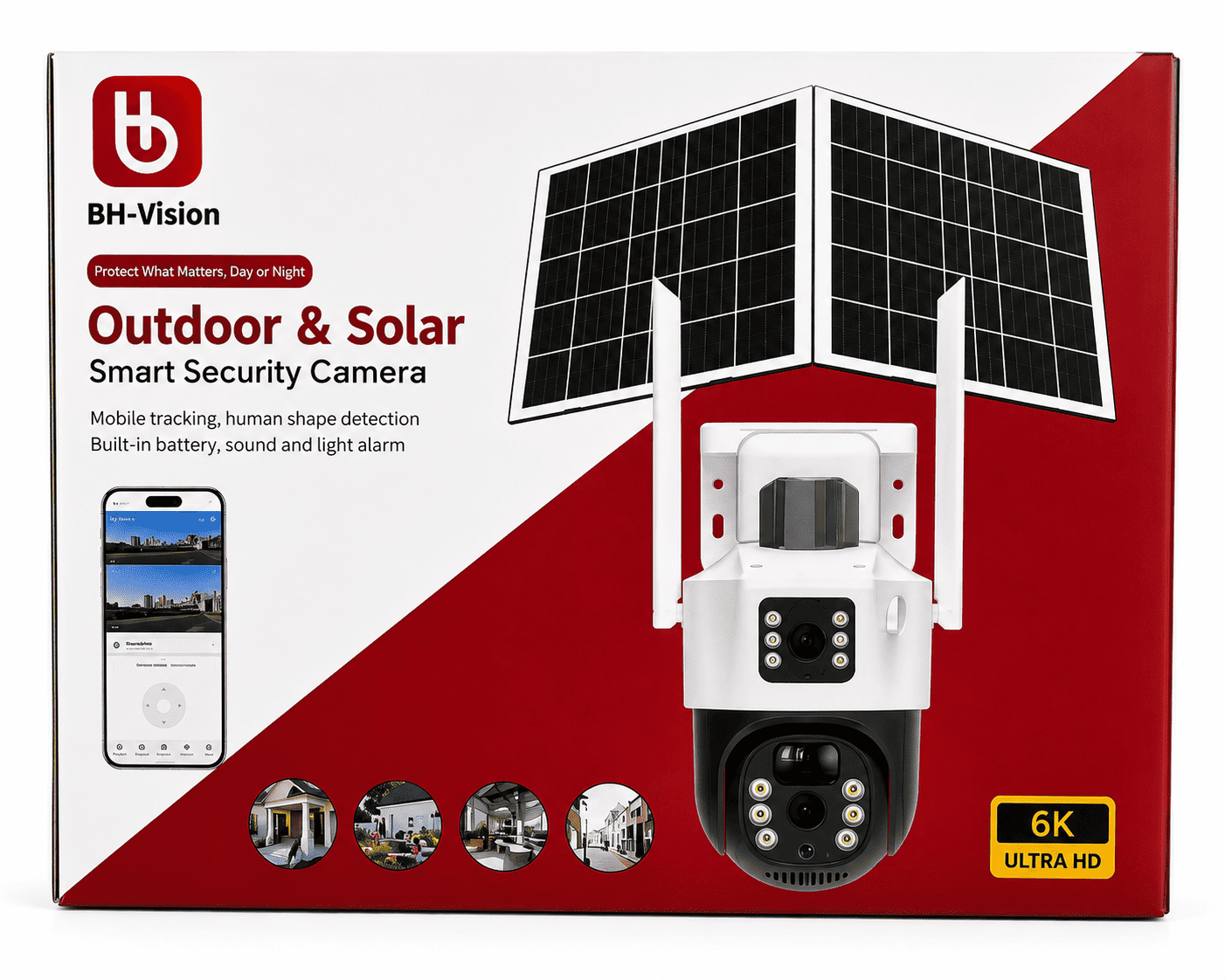 BH-Vision Outdoor & Solar Smart Security Camera | 6K Ultra HD Wireless Solar Camera