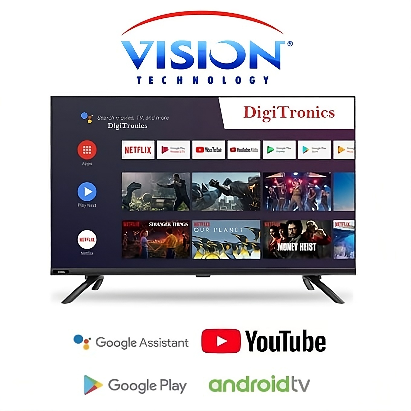 Vision 32" HD Smart TV : Android TV, Google Assistant, Netflix & YouTube